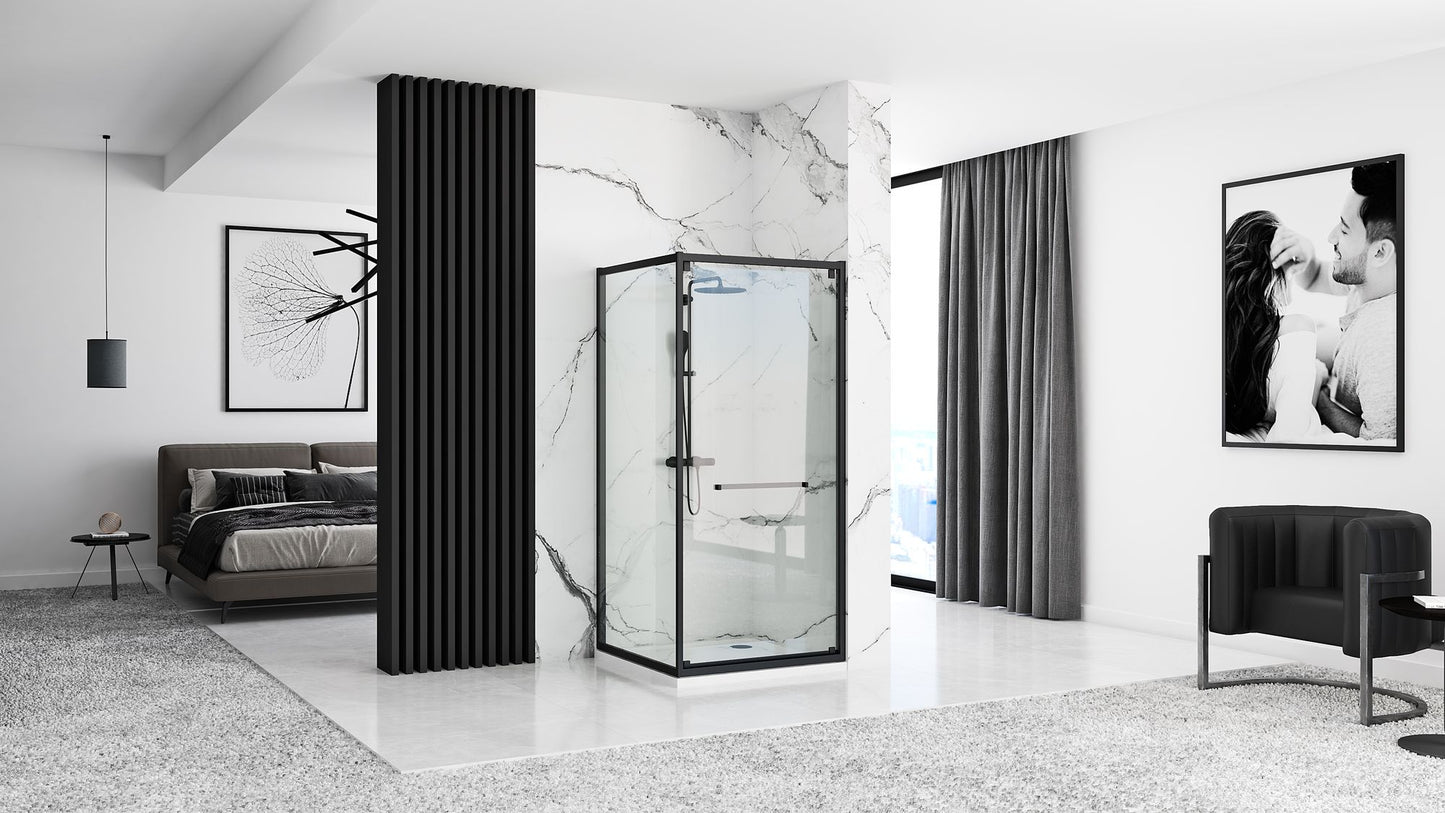 Duschkabine Rea Space In Black 90x90 mit Duschwanne Savoy Schwarz 4