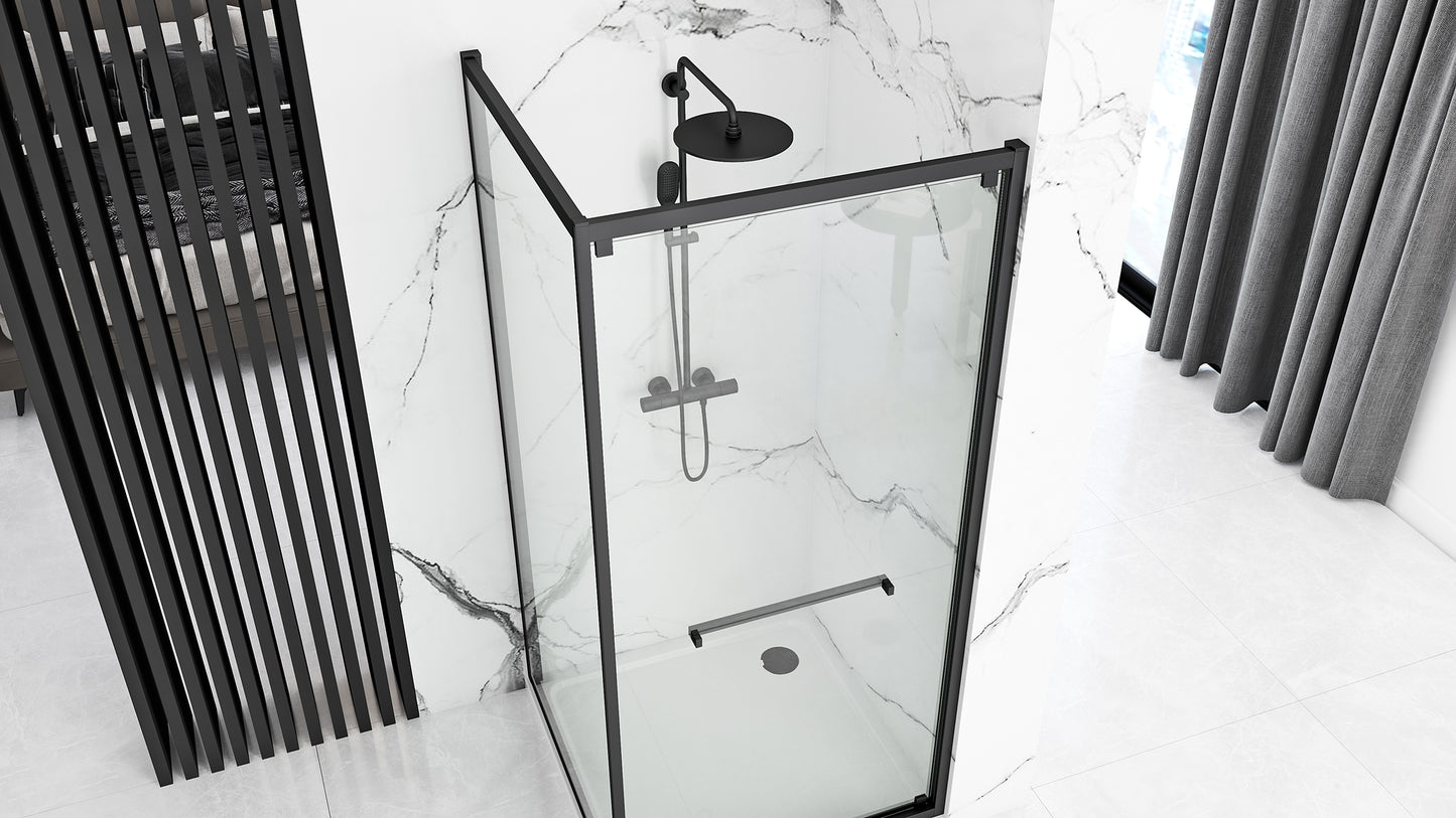 Duschkabine Rea Space In Black 80x100 mit Duschwanne Savoy 4