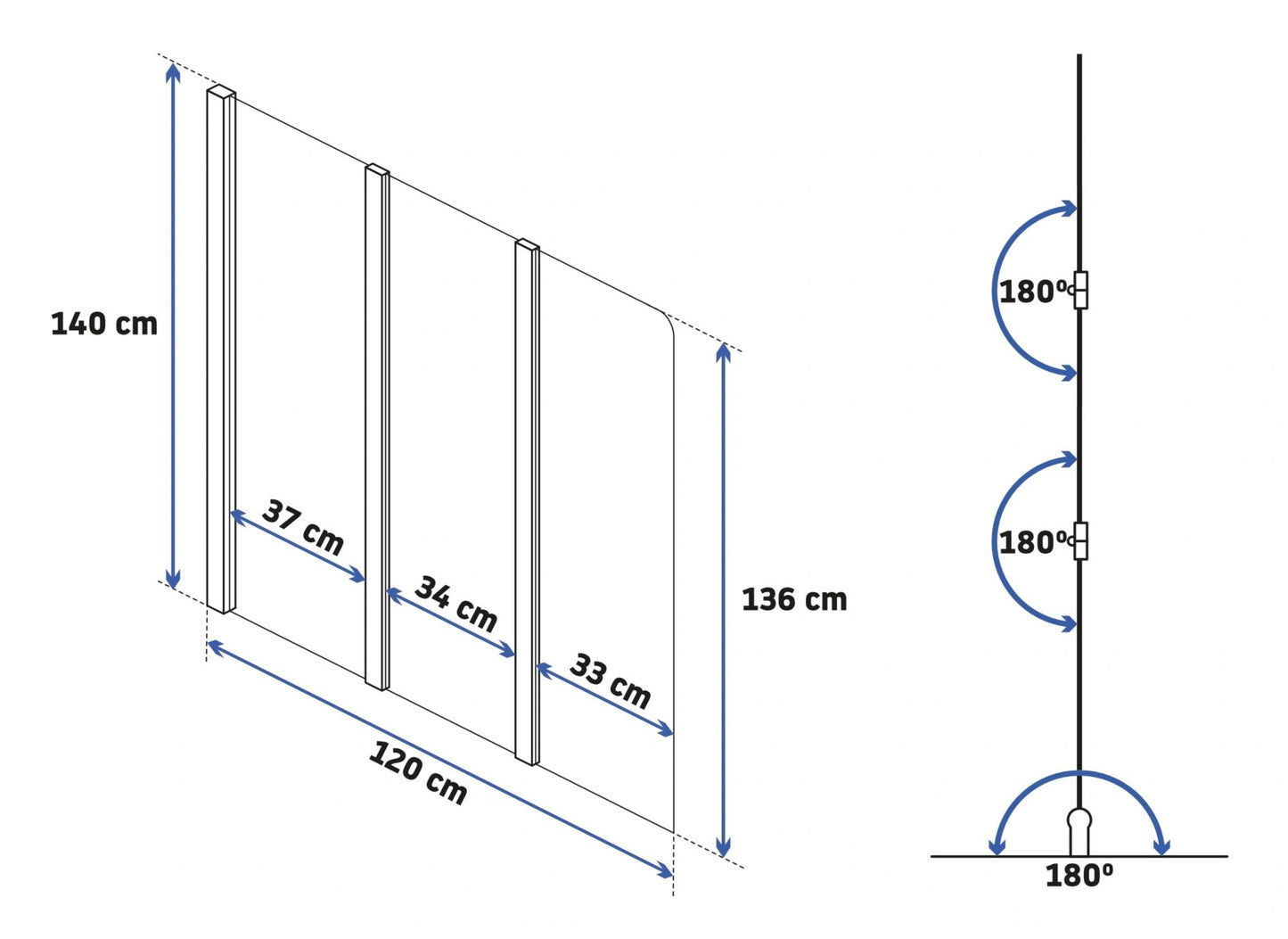 Badewanneaufsatz klappbar Rea Agat-3 120 6