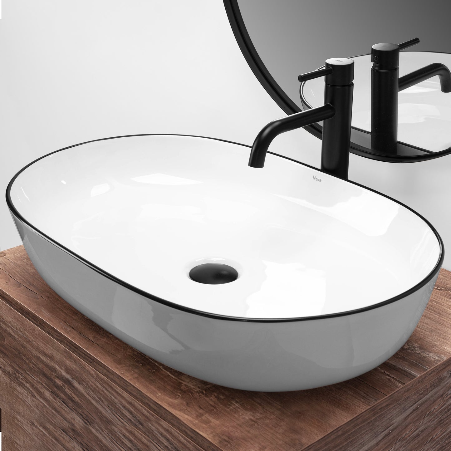 Aufsatzwaschbecken Rea CLEO white Black edge 5