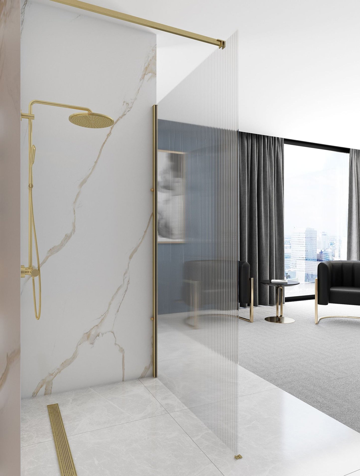 Duschwand Rea Aero Intimo Gold Brush 120 5