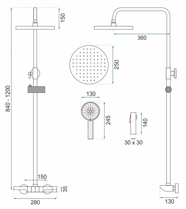 Duschgarnitur REA Savio Led Titanium 9