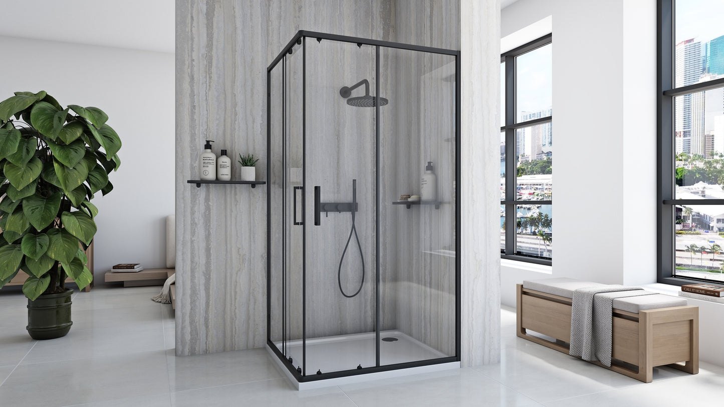 Duschkabine Rea City 80 x 100 Black mit Duschwanne Savoy 3