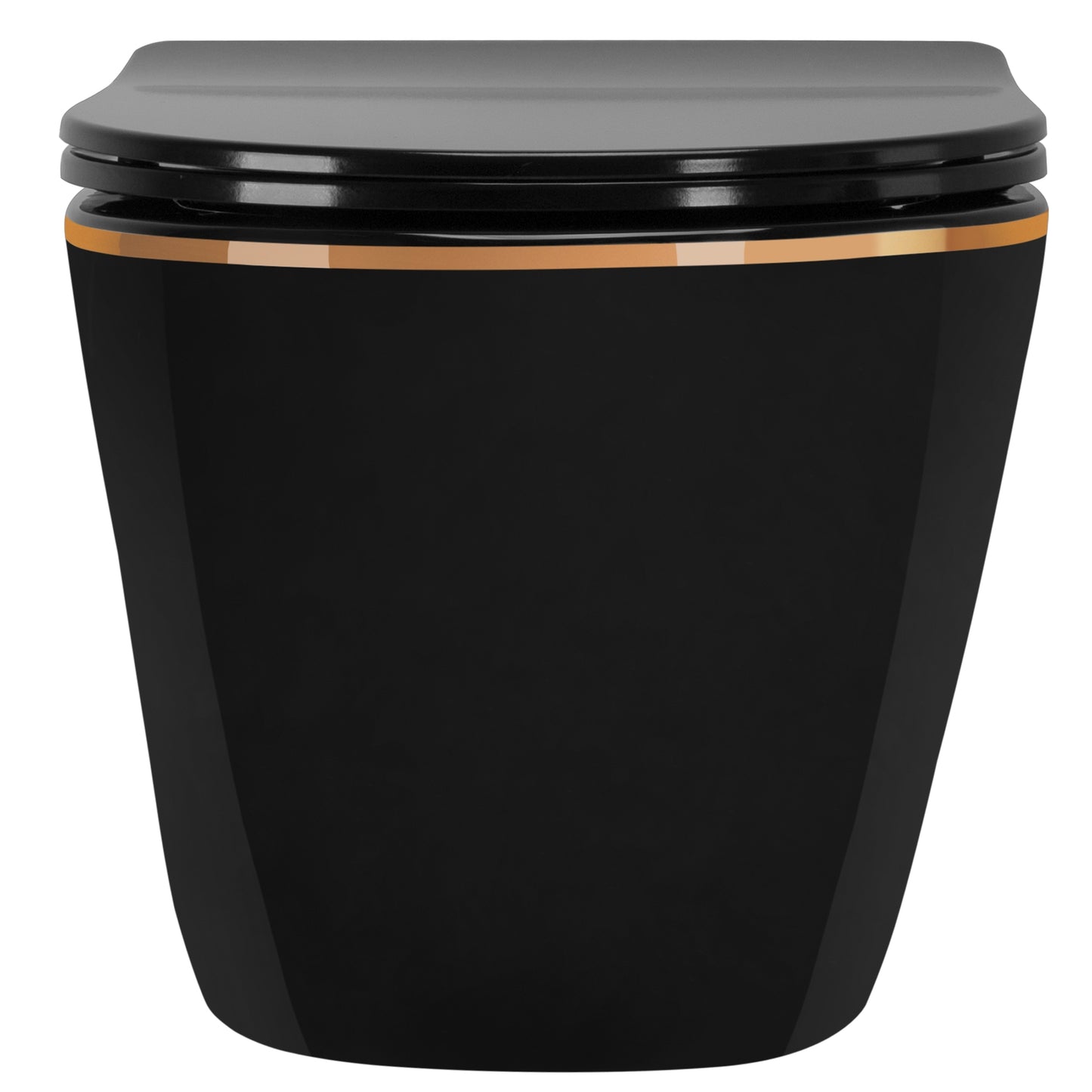 WC Schüssel Randlos CARLO Mini Rimless Duroplast Flat Black Gold Edge 2