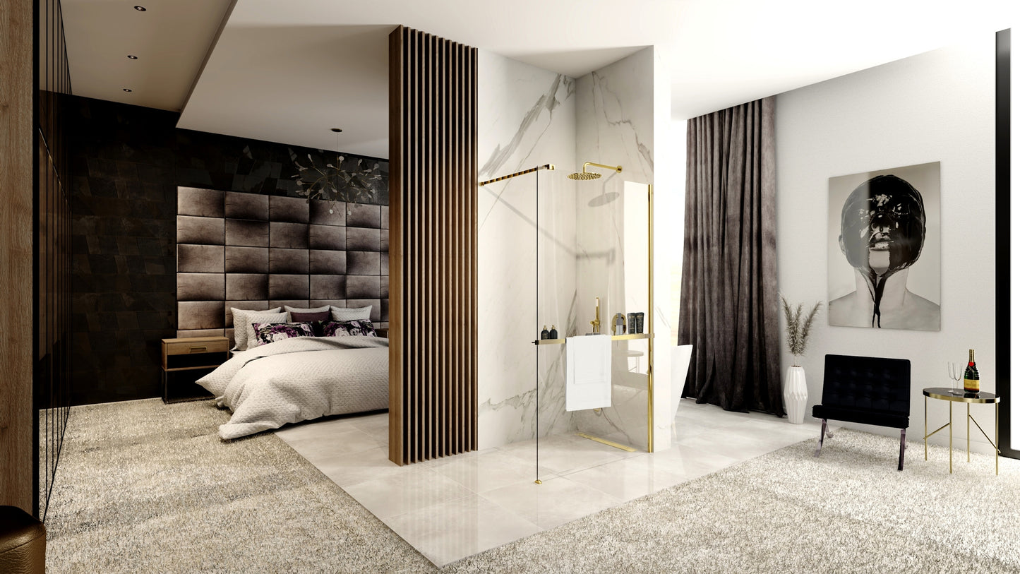 Duschwand Rea Aero Gold N 90 Walk In + EVO 2