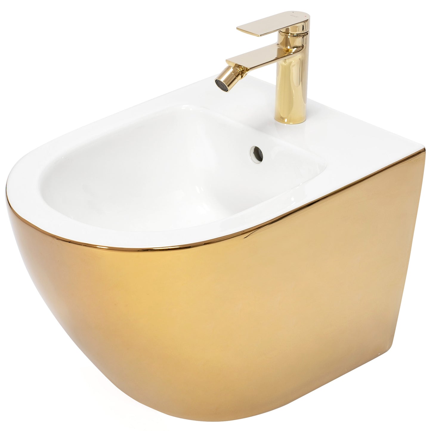 Wandhängendes Bidet Rea Carlo Mini Gold White 1