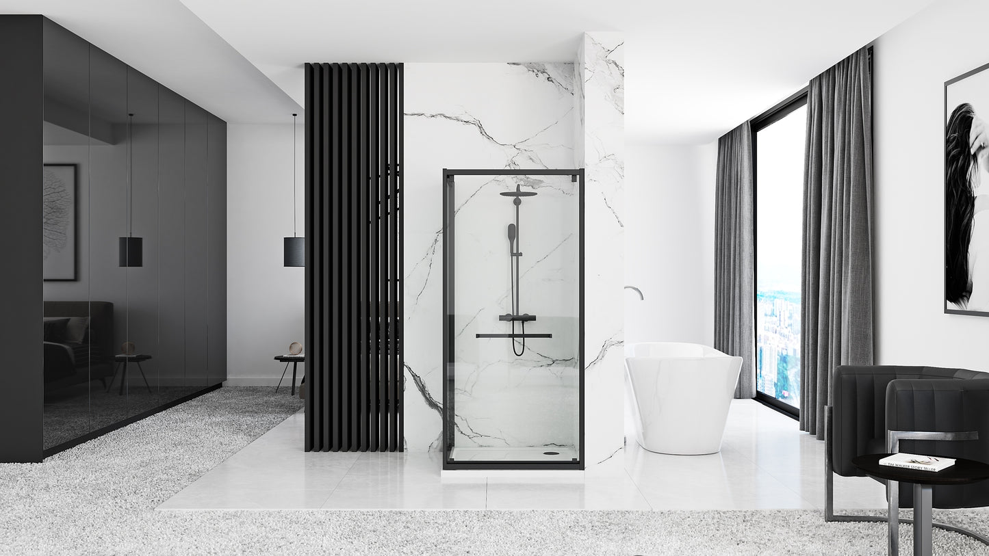 Duschkabine Rea Space In Black 90x90 mit Duschwanne Savoy 2