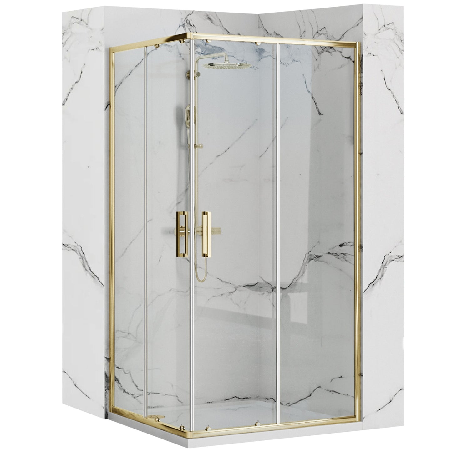 Duschkabine Rea Punto 80 x 100 Gold ohne Duschwanne 1