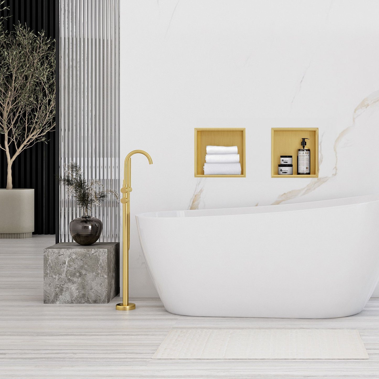 bathroom shelf 30x30 gold brush 6