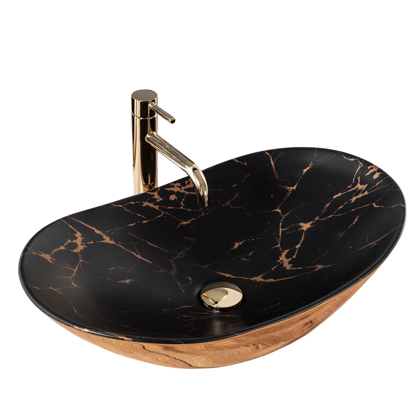 Aufsatzwaschbecken REA Royal In Black Marble Gold 1