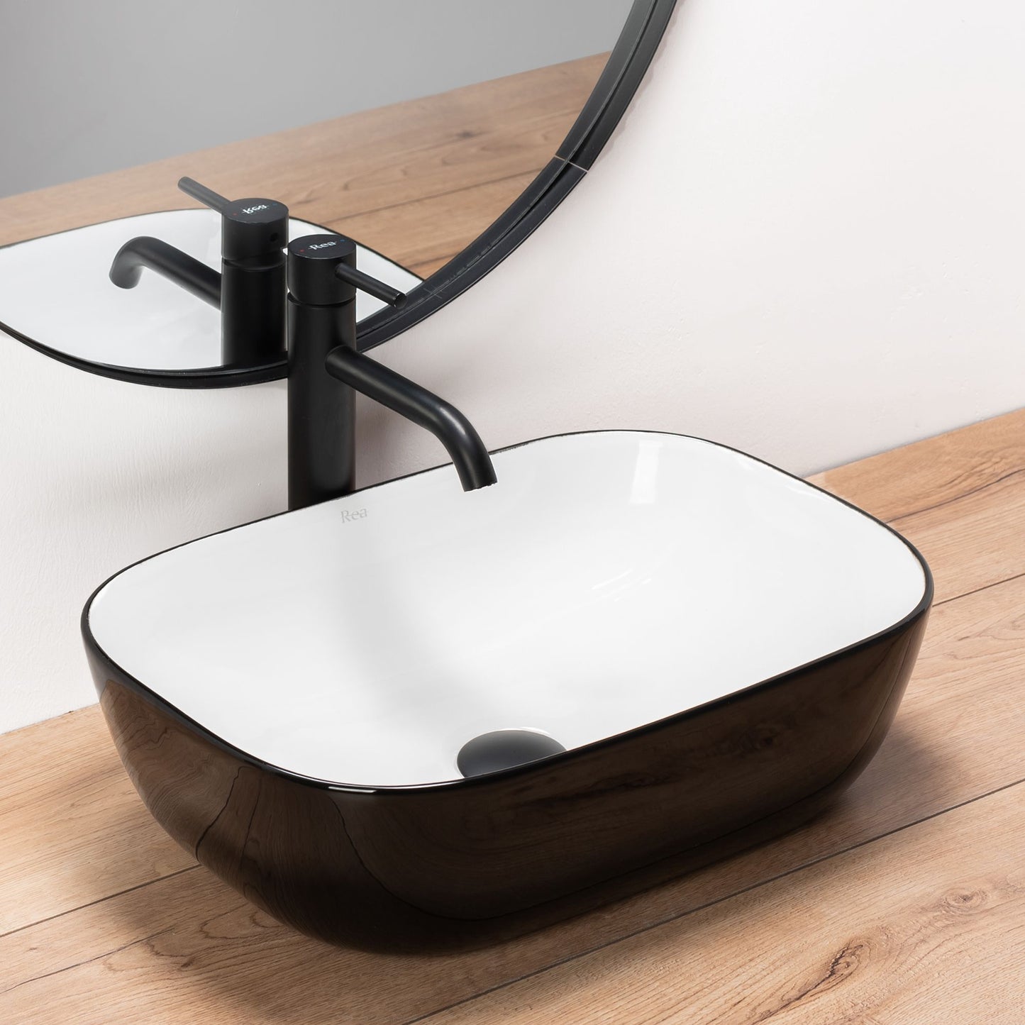 Aufsatzwaschbecken Rea Belinda White Black 5
