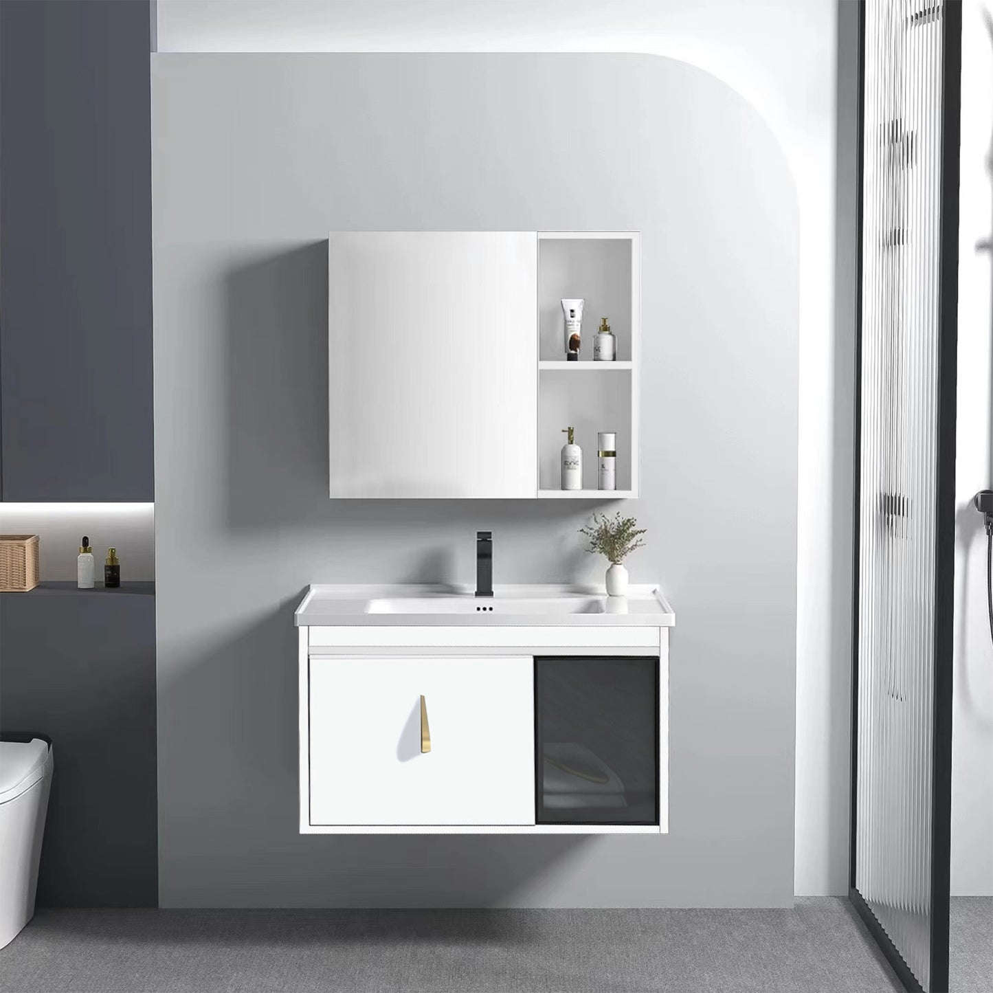 Badezimmermöbel-set Mit Waschbecken Paris 60cm White 1