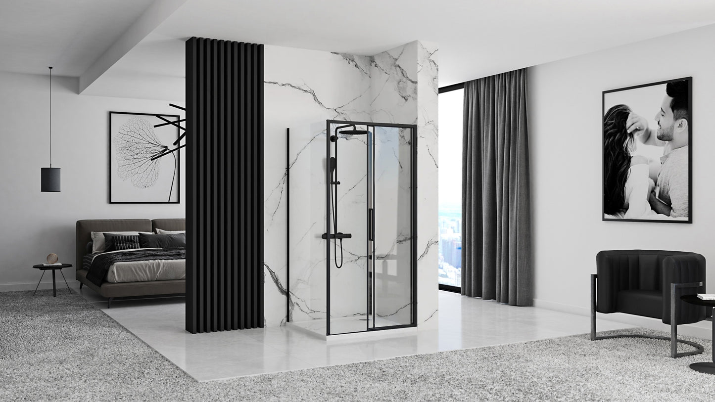 Eckdusche Rapid Slide Black 120 x 80 4