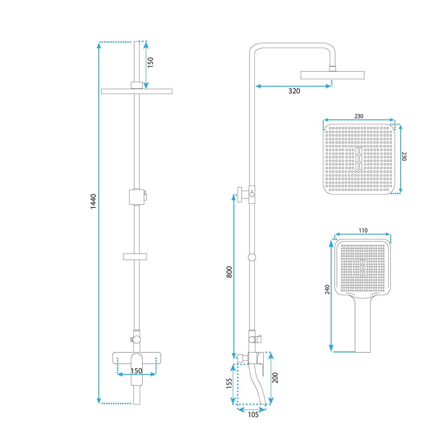 Duschgarnitur MY2021-77C REA ARGUS CHROME 6