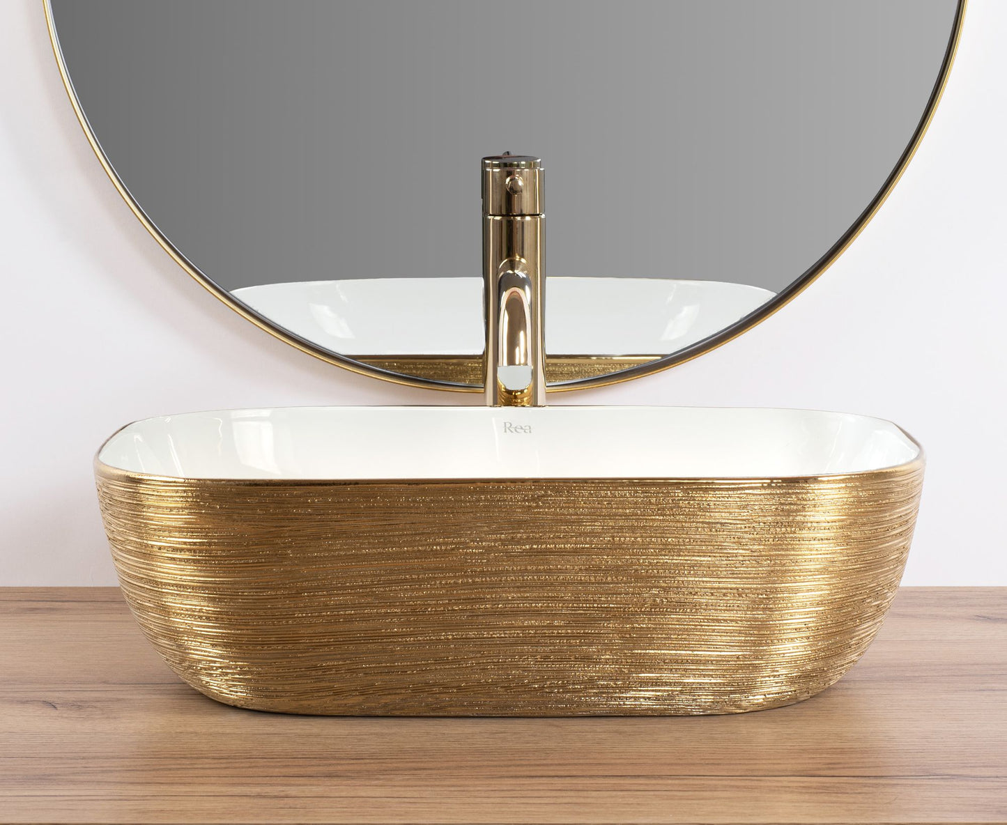 Aufsatzwaschbecken Rea Belinda White GOLD BRUSH 2