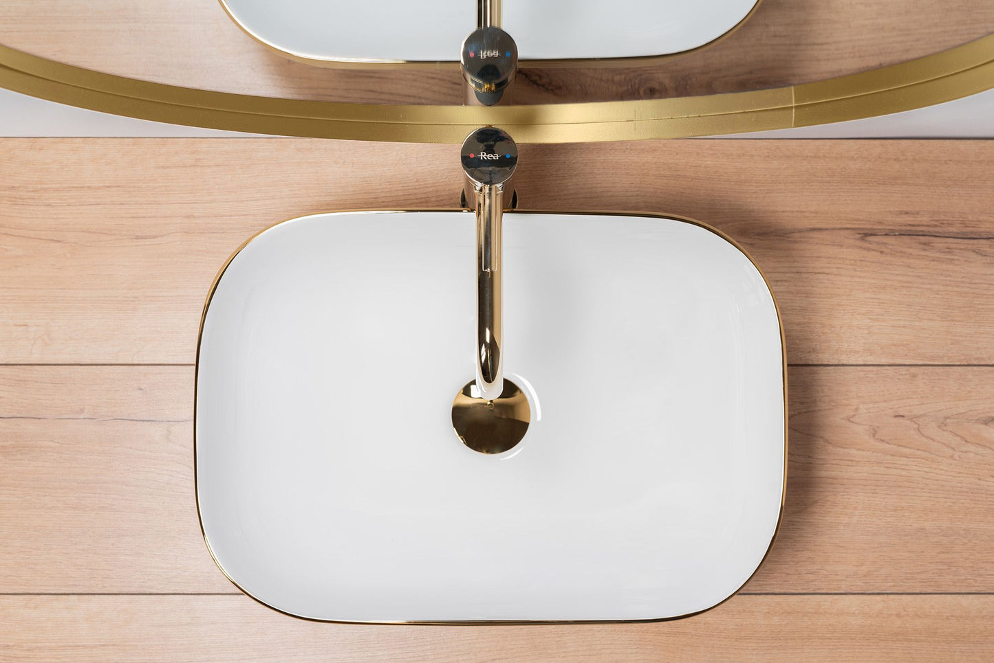 Aufsatzwaschbecken Rea Belinda White GOLD BRUSH 3