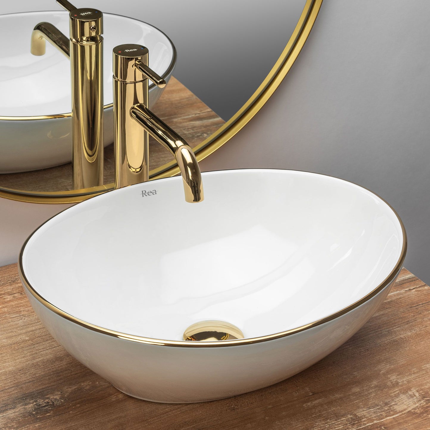 Aufsatzwaschbecken Rea Sofia Gold Edge 2