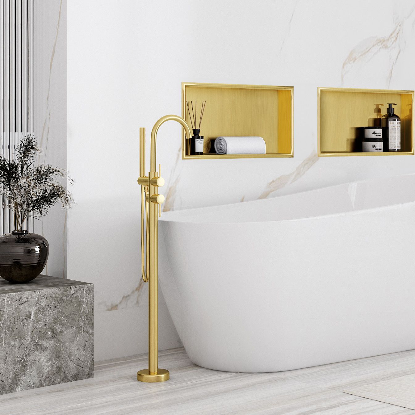 bathroom shelf 30x45 gold brush 3