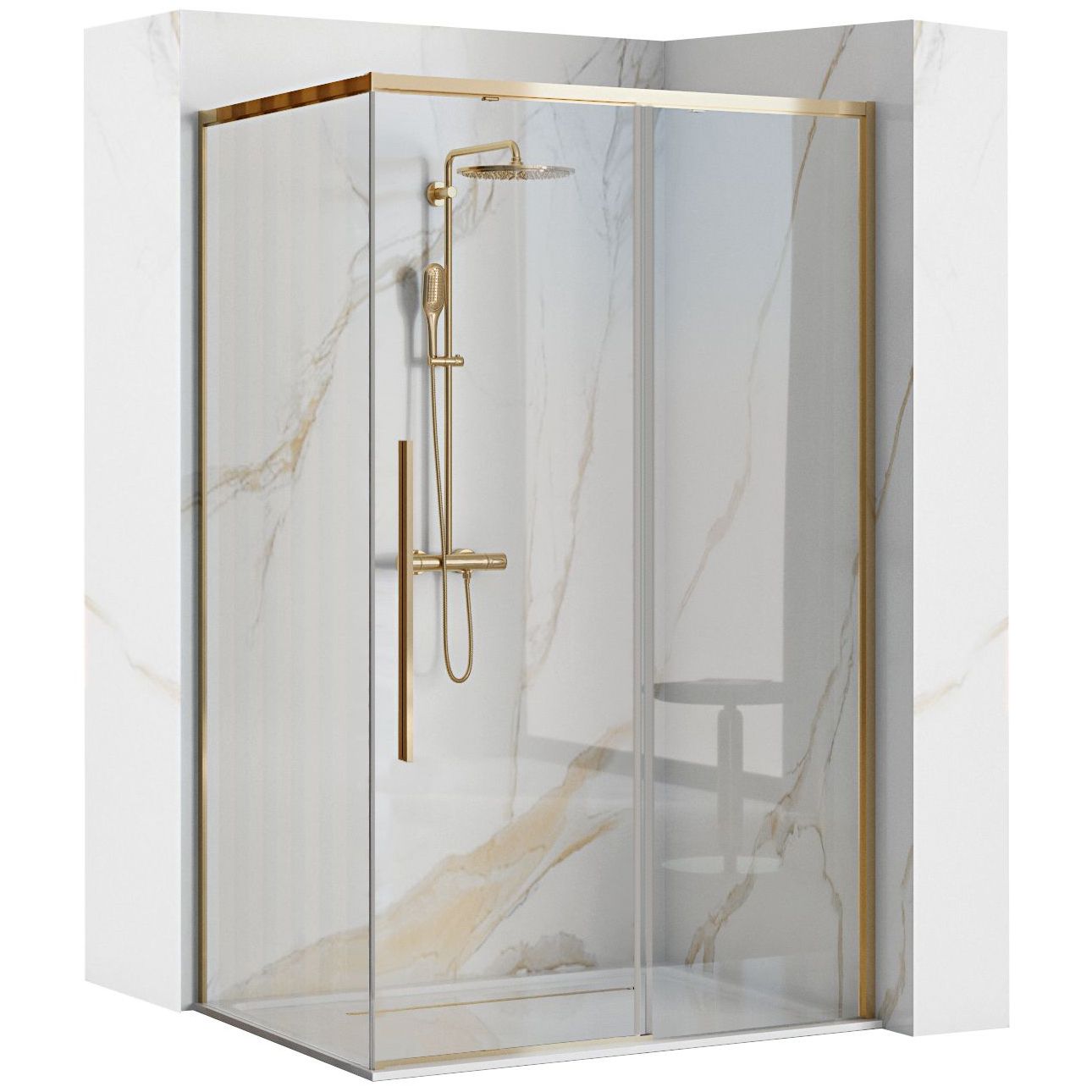 Duschkabine SOLAR GOLD 100x80 mit Duschwanne Savoy 1