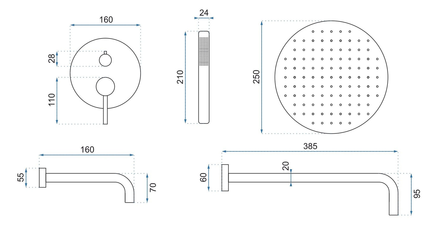 Unterputz Wannen-/Duschset Lungo Chrome + IBOX 6