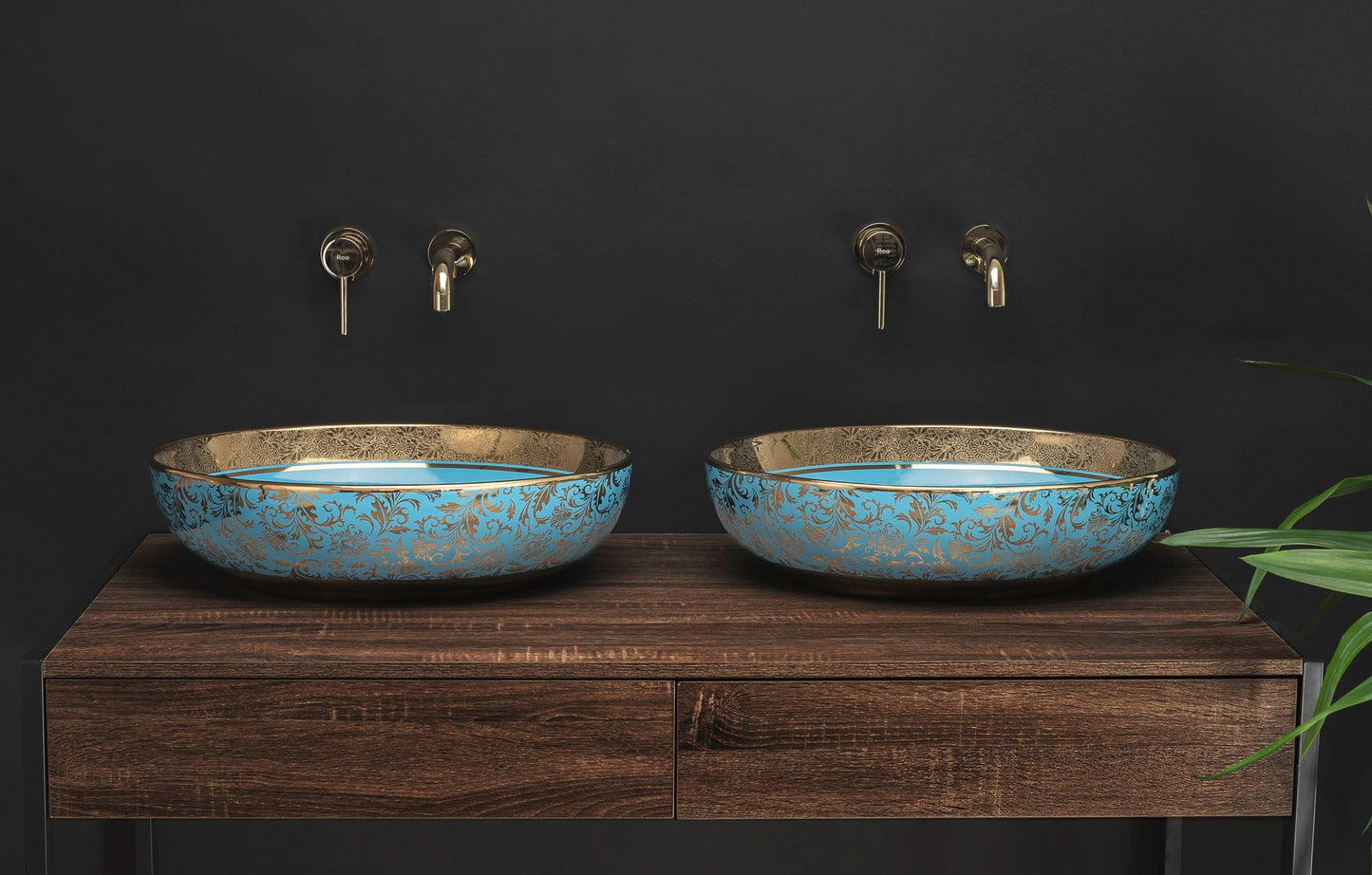 Aufsatzwaschbecken Margot gold/light blue 4