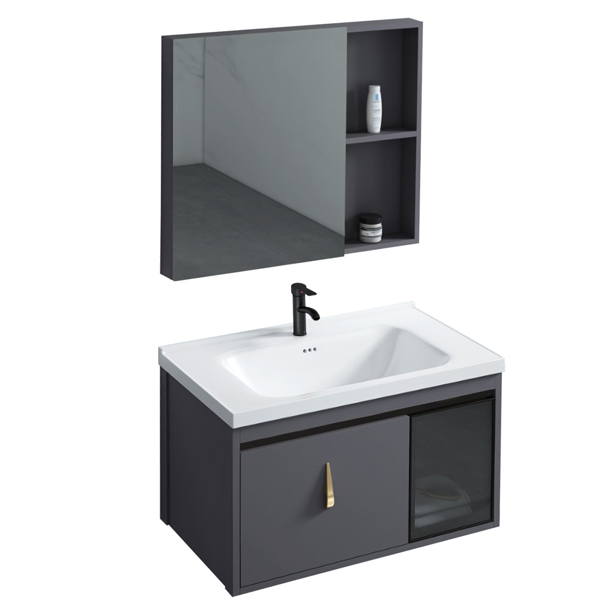 Badezimmermöbel-set Mit Waschbecken Paris 60cm Grey 6