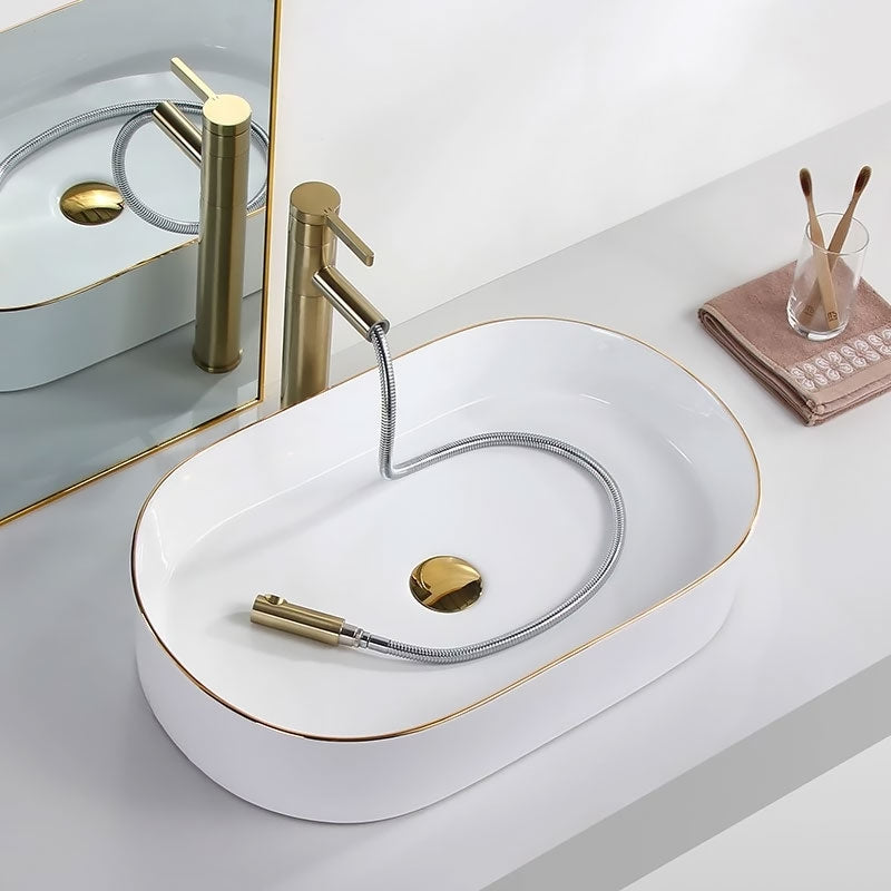 Aufsatzwaschbecken Rea Nadia white Gold edge 7