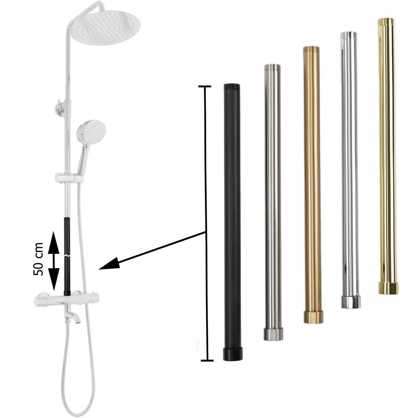 Verlängerung für Bade-Duschgarnitur GOLD 50cm 5
