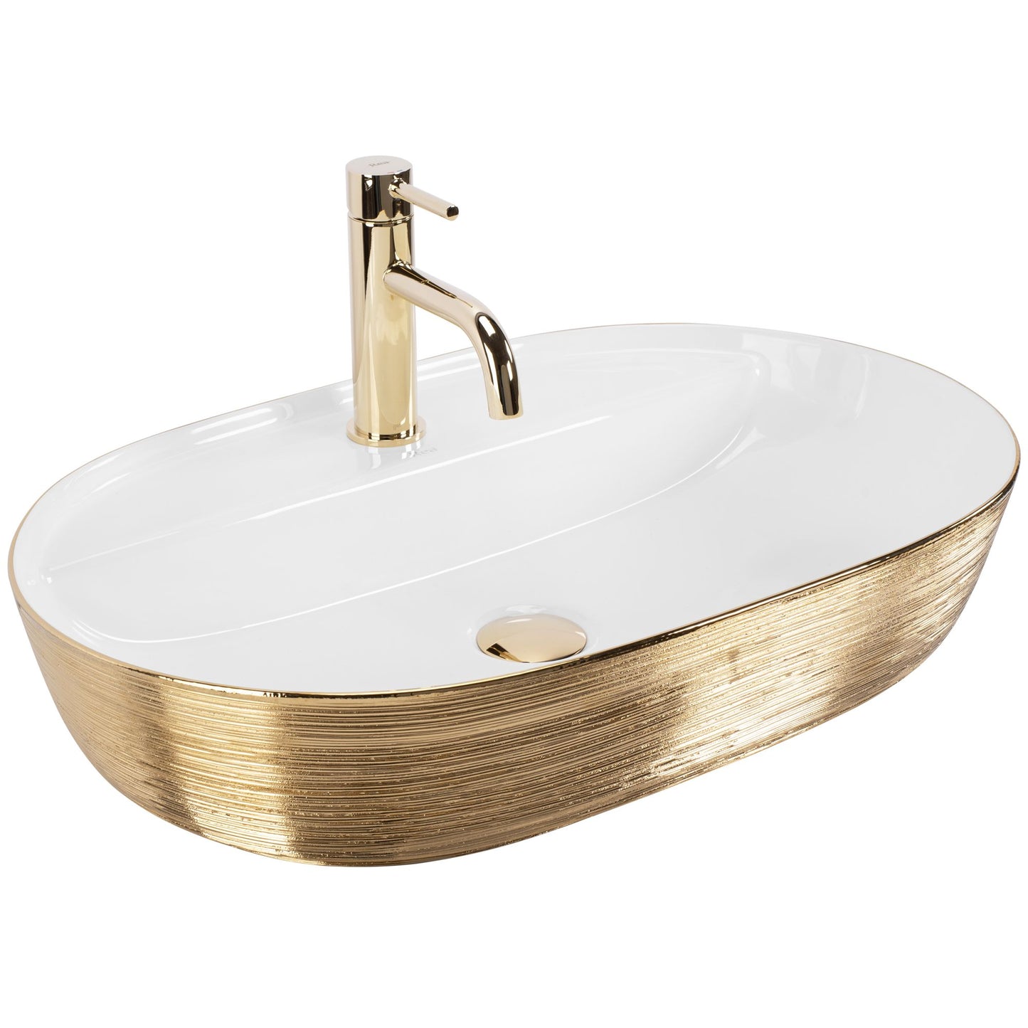 Aufsatzwaschbecken Rea Aura 61 White Gold Brush 2