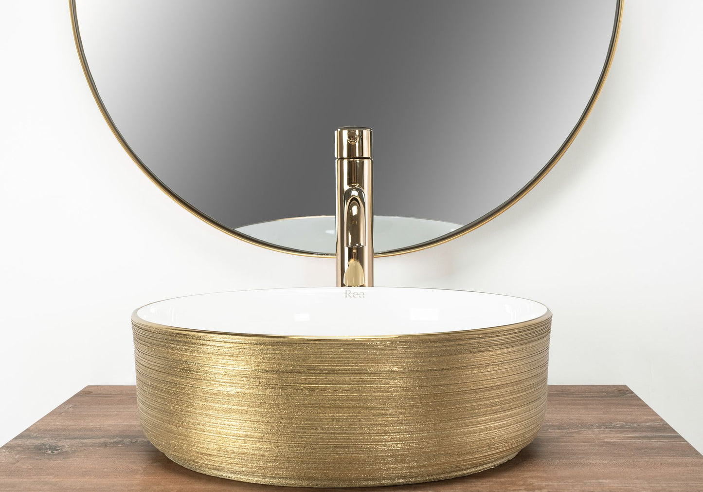 Aufsatzwaschbecken Rea Sami White Brush Gold 3