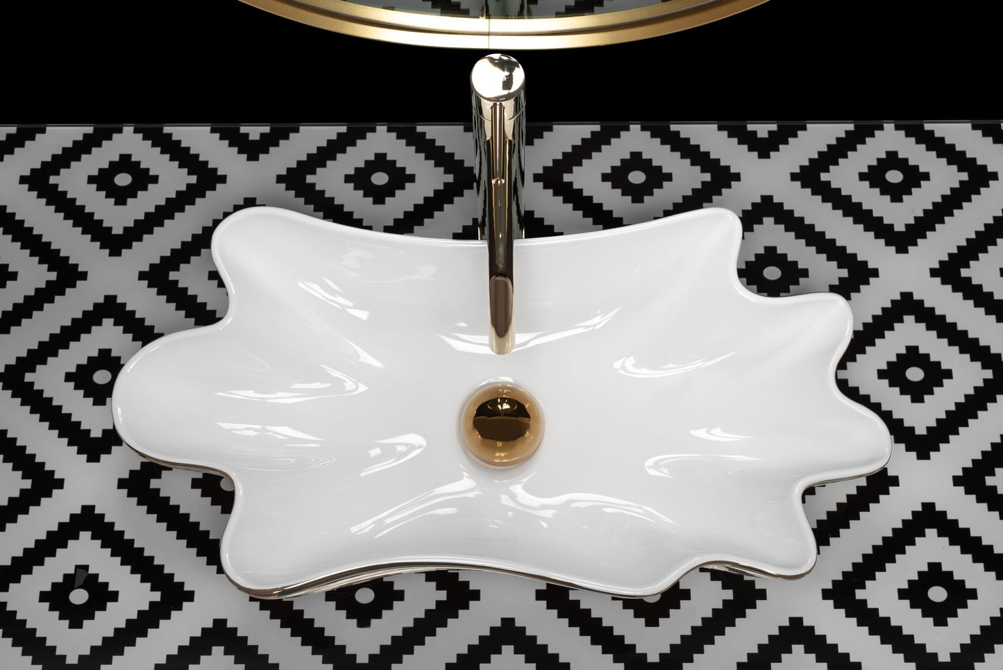 Aufsatzwaschbecken REA Sea White Gold + Stöpsel Click-Clack 5