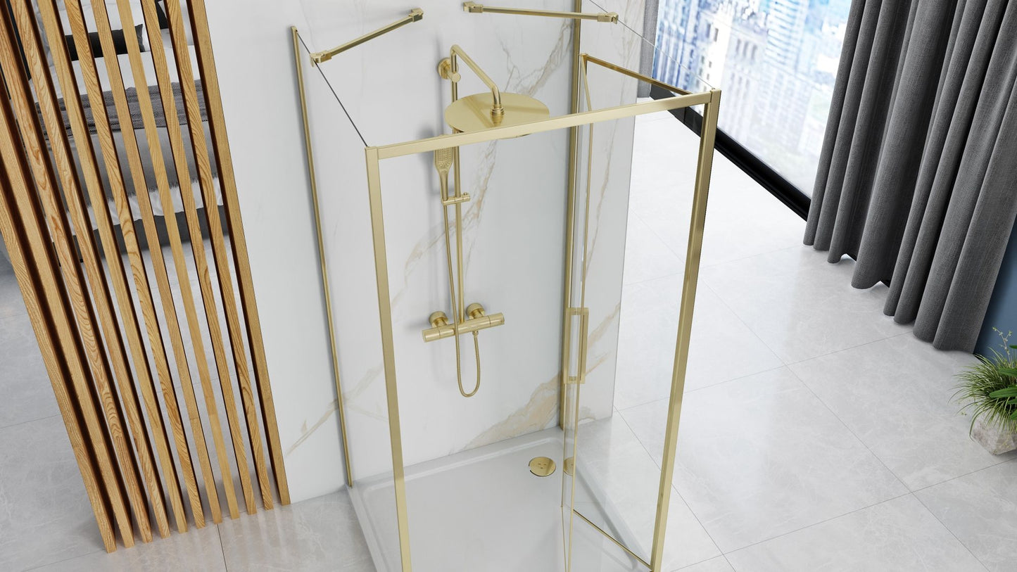 Duschkabine REA Rapid Fold Gold Wandmontage 100 x 80 2