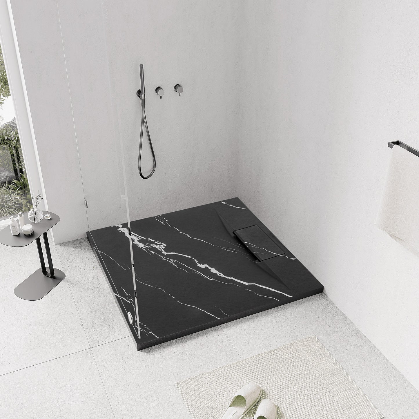 Duschtasse Bazalt CARRARA BLACK 90x90 1
