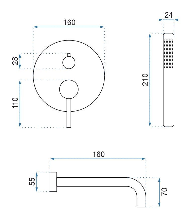 Unterputz Wannenarmatur Rea Lungo Copper +IBOX 6