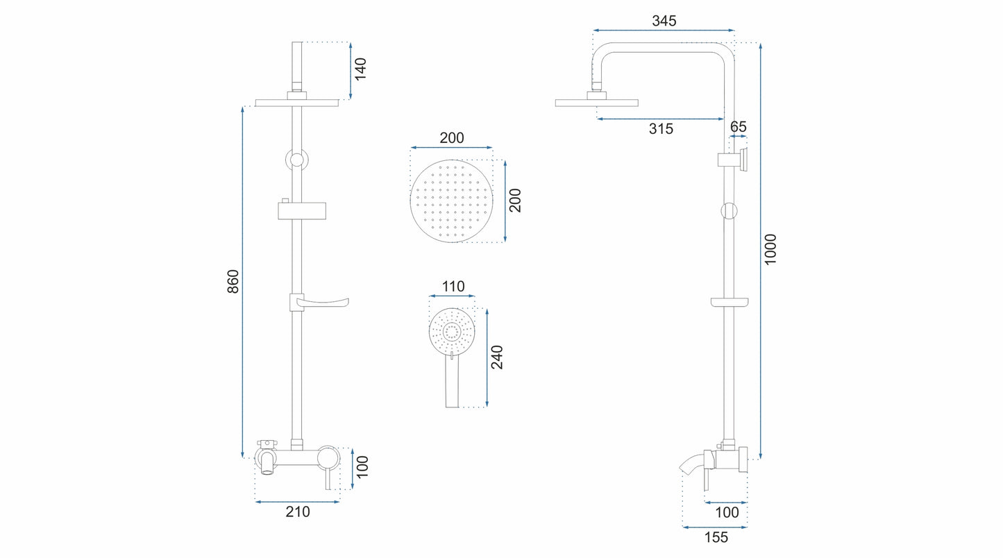 Duschset LUIS chrom 10
