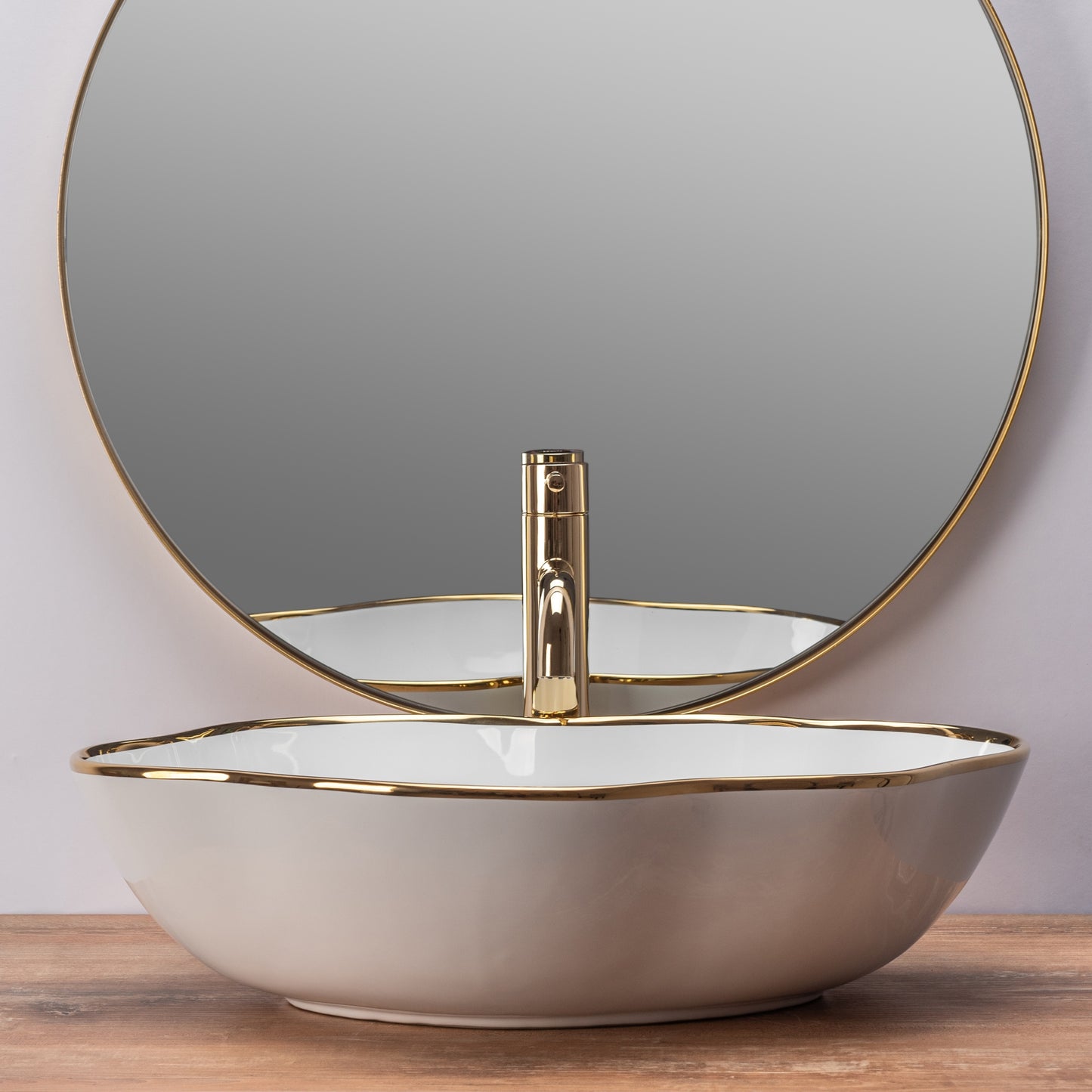 Aufsatzwaschbecken Rea Pearl Gold Edge 4