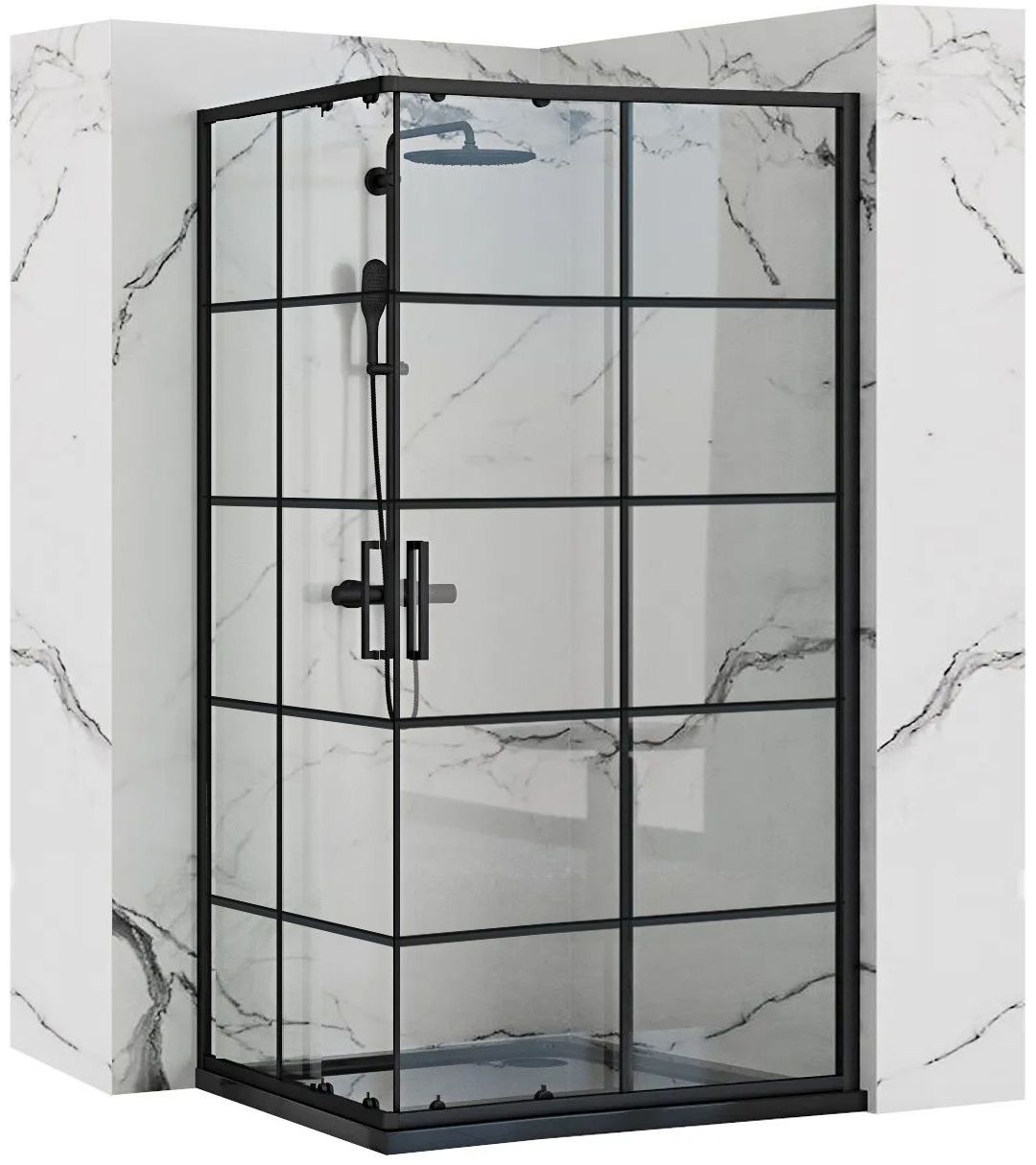 Duschkabine Rea Concept Black 80x100 mit Duschwanne Savoy Schwarz 1