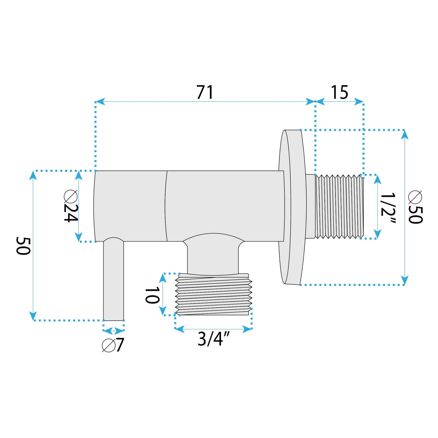 Eckventil 1/2" x 3/4" Black 7