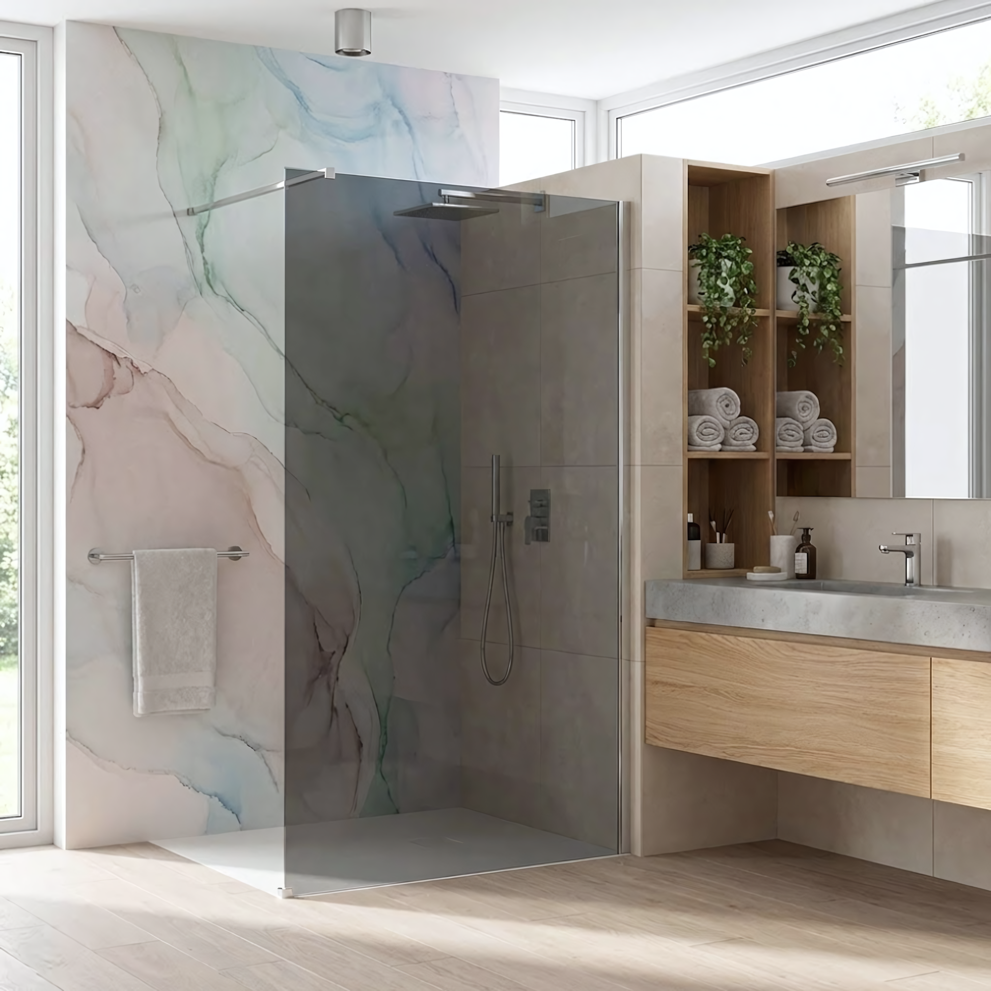 Duschwand Rea Flexi Grey / Chrome 140  6