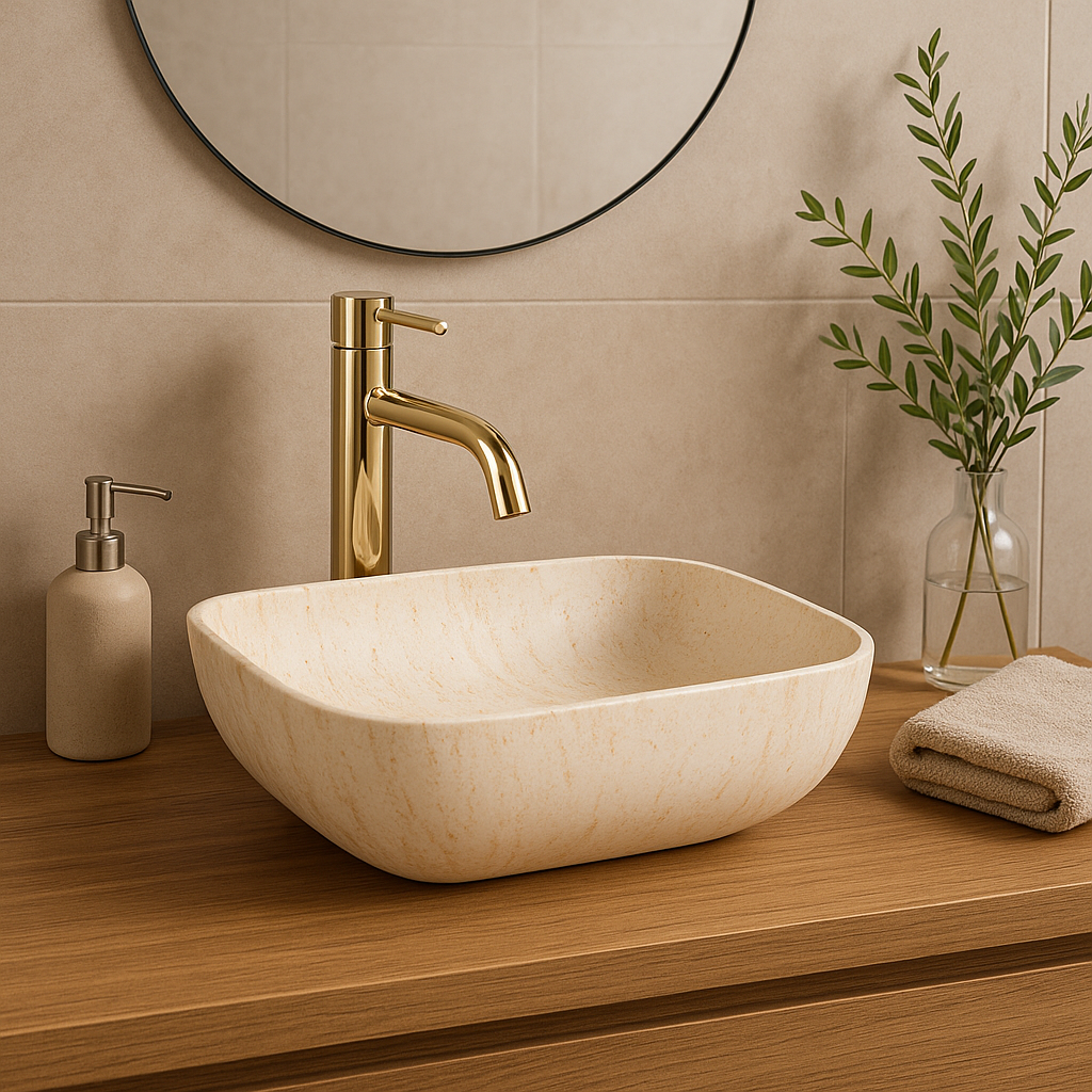 Aufsatzwaschbecken Rea Freja Travertine Matt  3