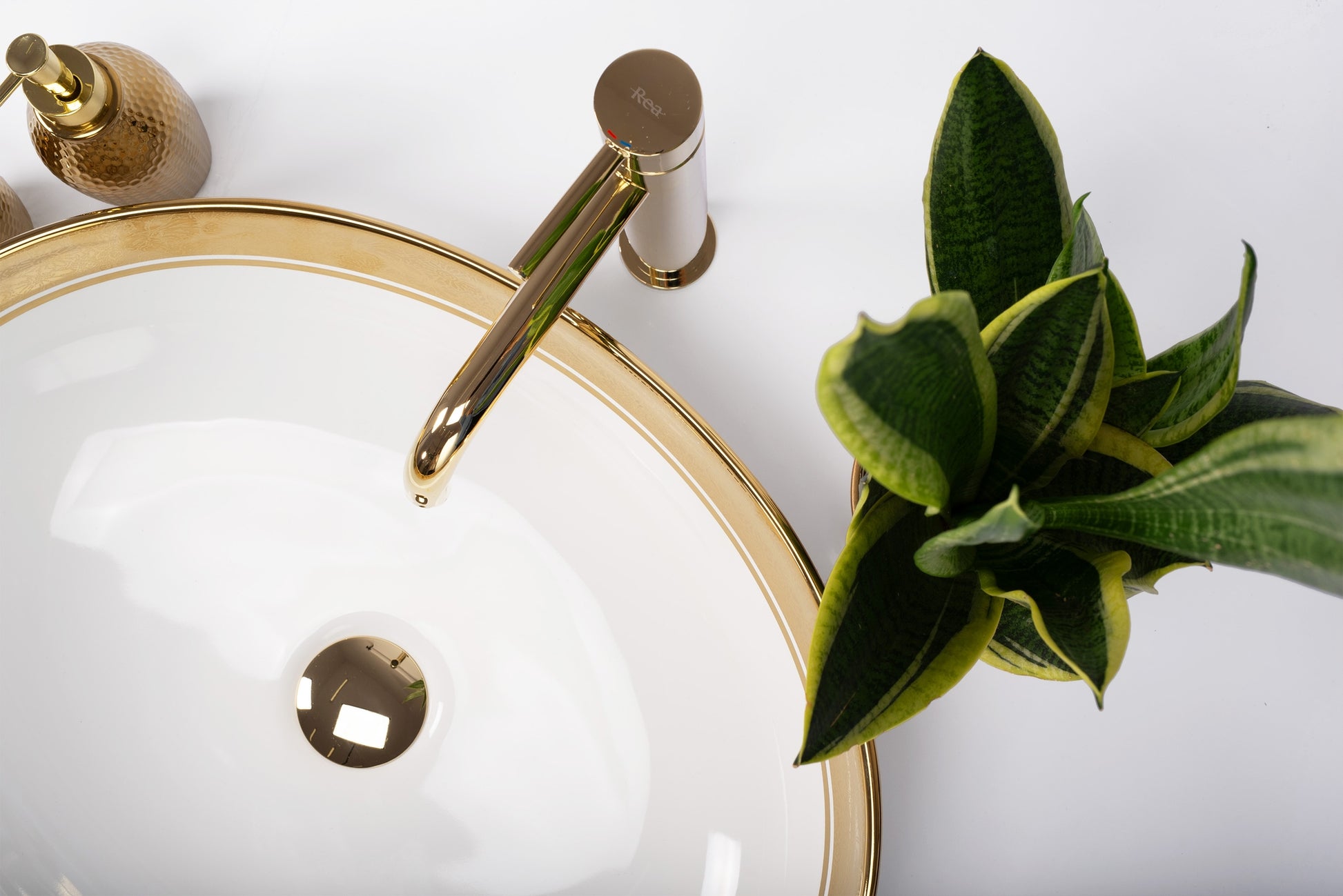 Aufsatzwaschbecken Rea Margot White/Gold  3