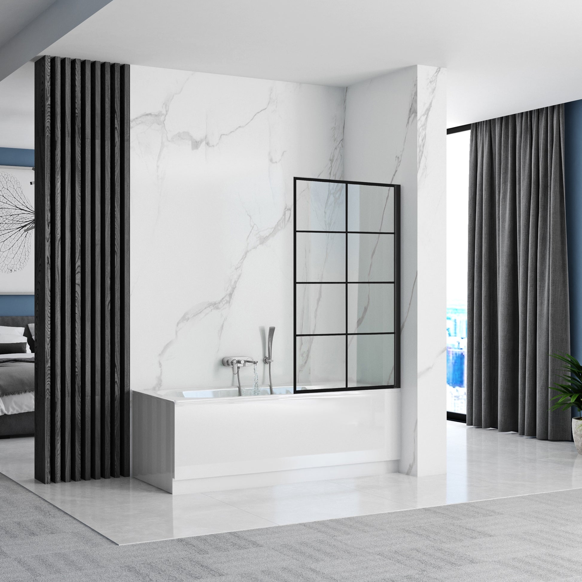 Badewanneaufsatz Rea Lagos-1 Fix 80 Black  2