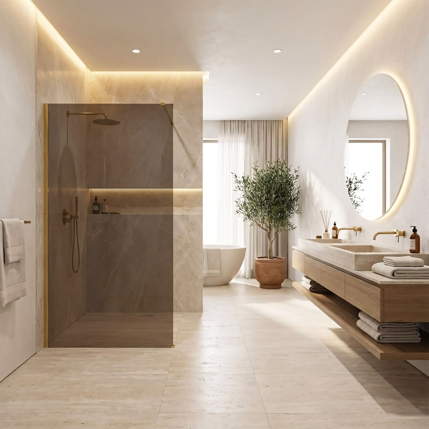 Duschwand Rea Flexi Brown / Gold 120  3