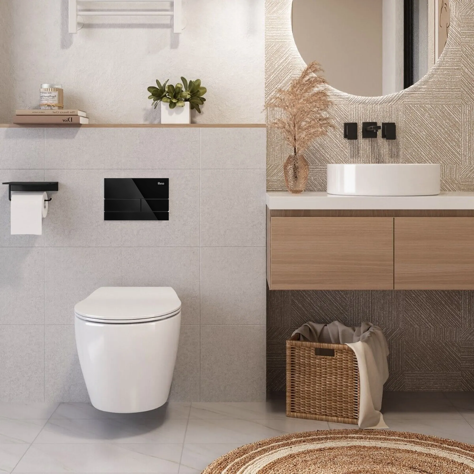 Vorwandelement für WC Rea T Black Glass  2