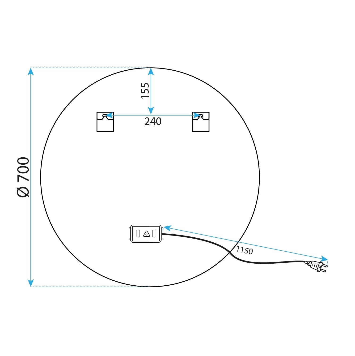 Spiegel LED 70cm MMJ Black  10
