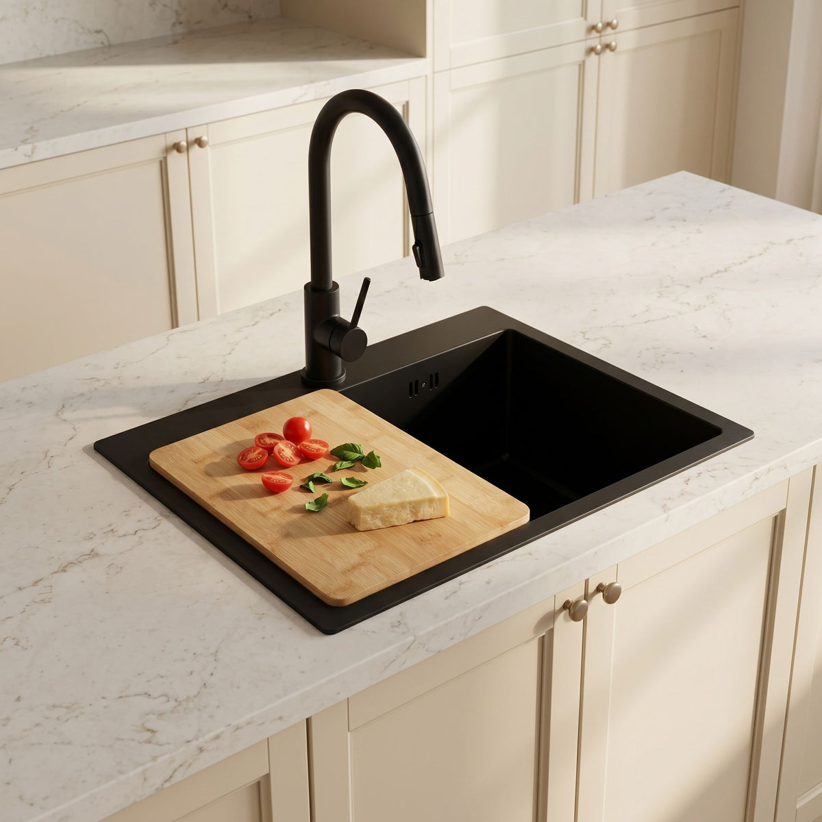 Stahlspüle Mit 3-teiligem Zubehörset REA Leo 50 Black 4