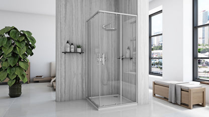 Duschkabine Rea City  90x90 Nickel Brush mit Duschwanne Savoy 4