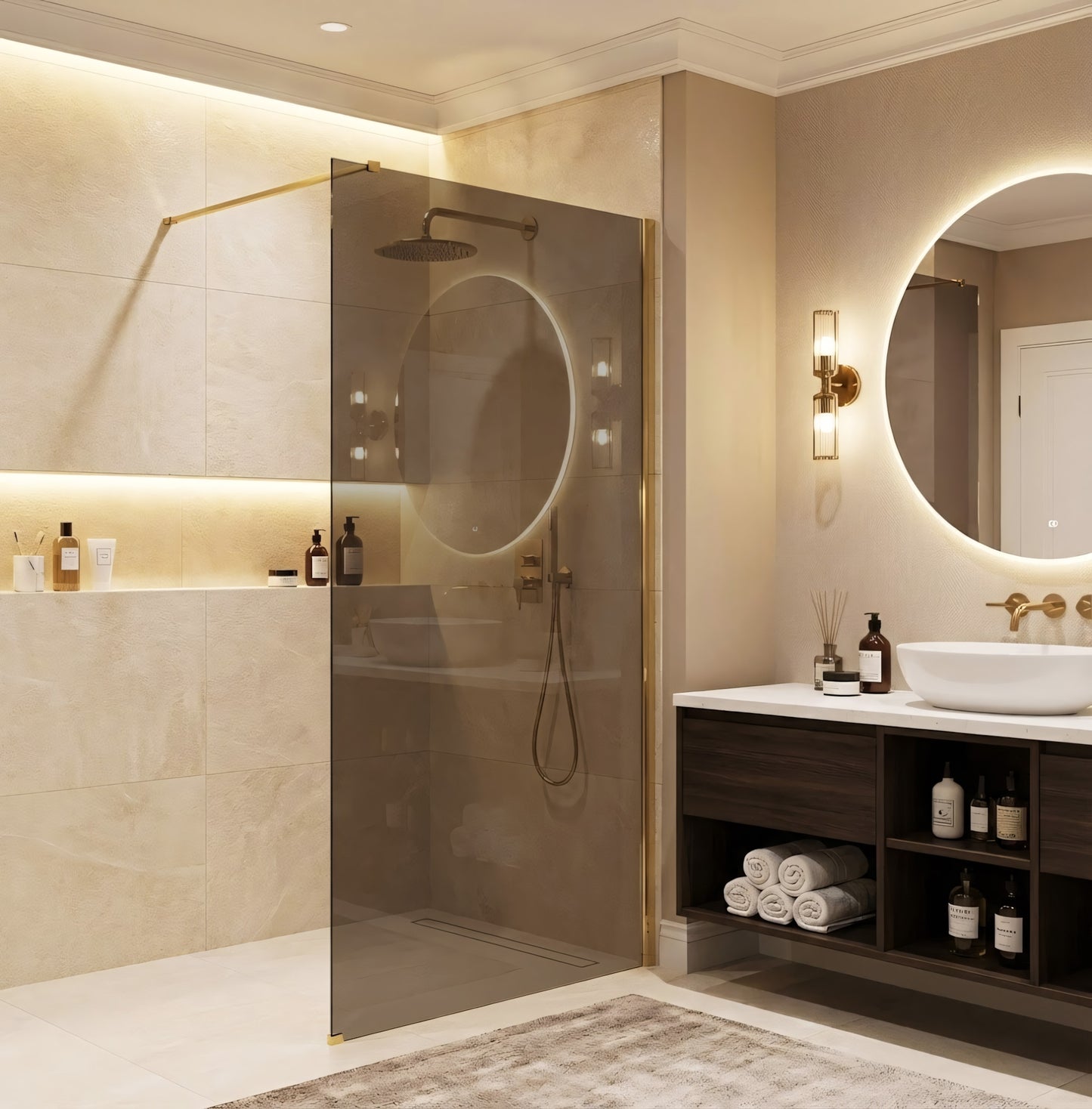 Duschwand Rea Flexi Brown / Gold 100  4