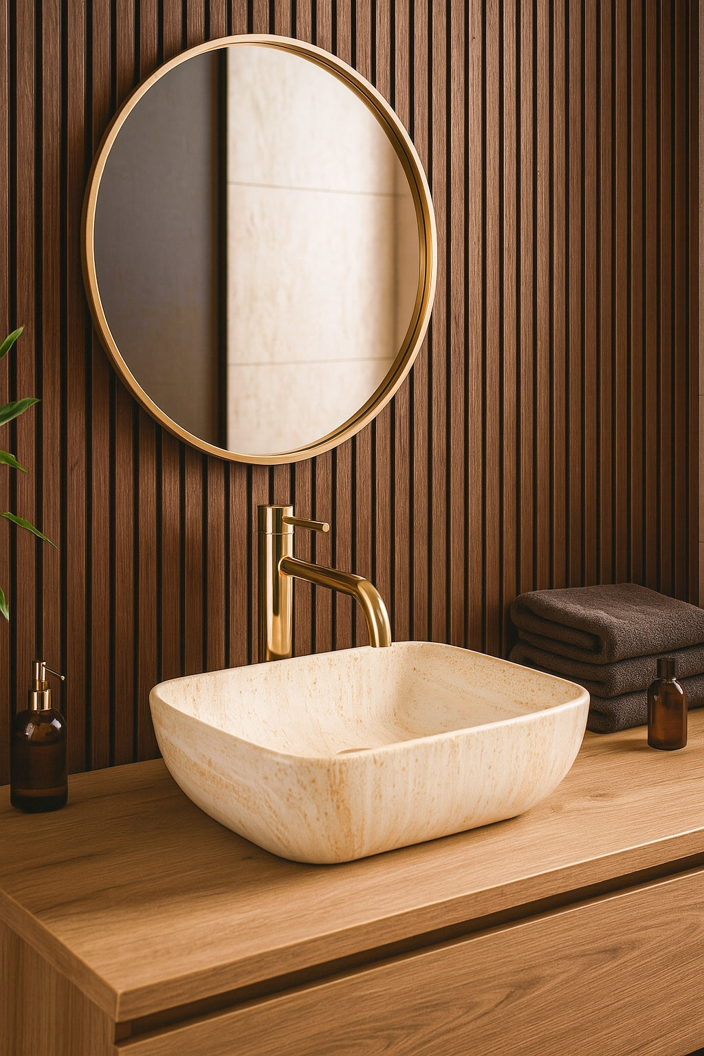 Aufsatzwaschbecken Rea Freja Travertine Matt  2