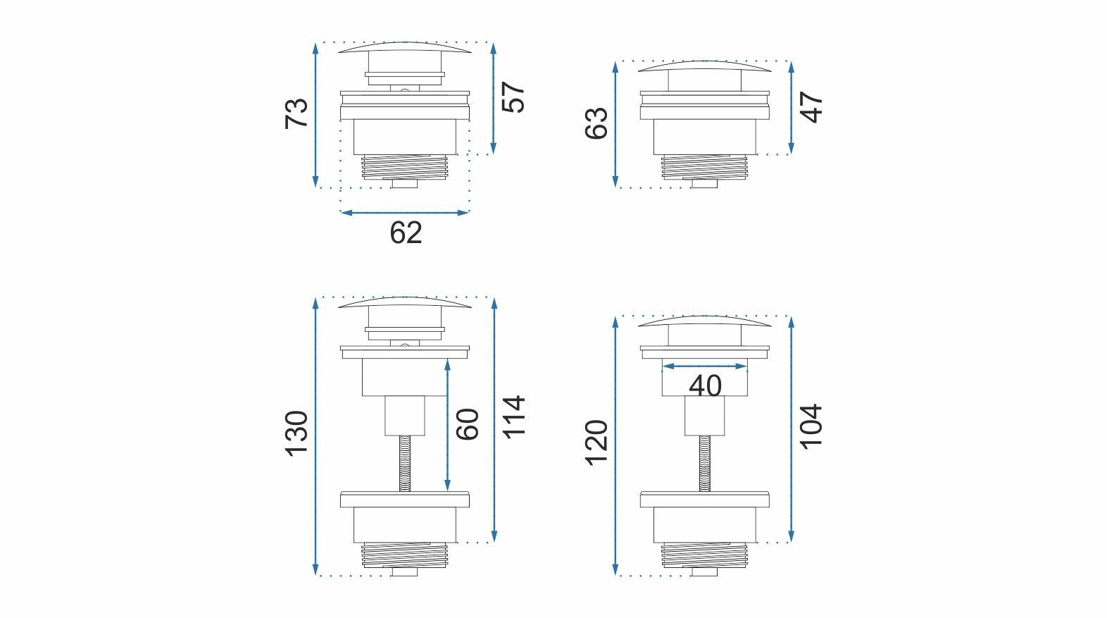 Waschbecken-siphon Klik-klak Universal Rea Titan  6